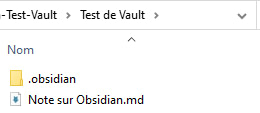 Nouveau vault - dans l'explorateur de fichier